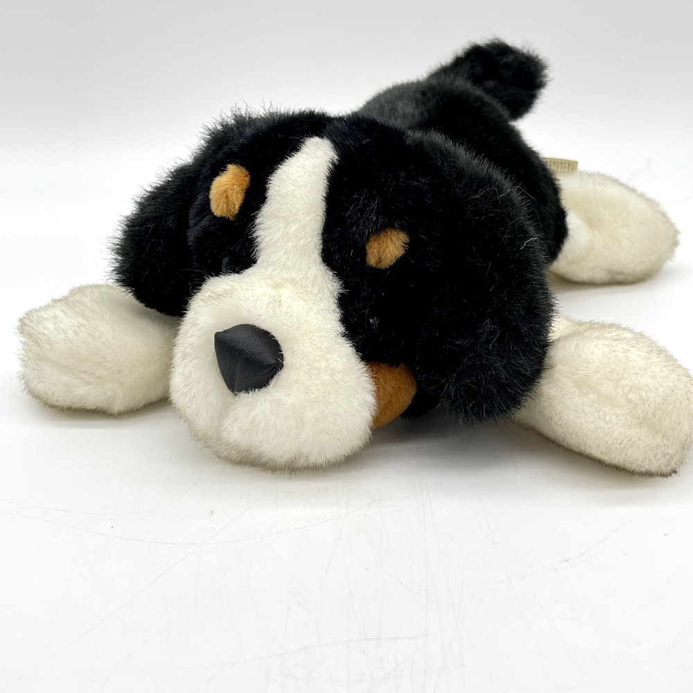 Vintage 12" Chosun Floppy Laying St Bernard Puppy Dog Stuffed Plush Orange Black